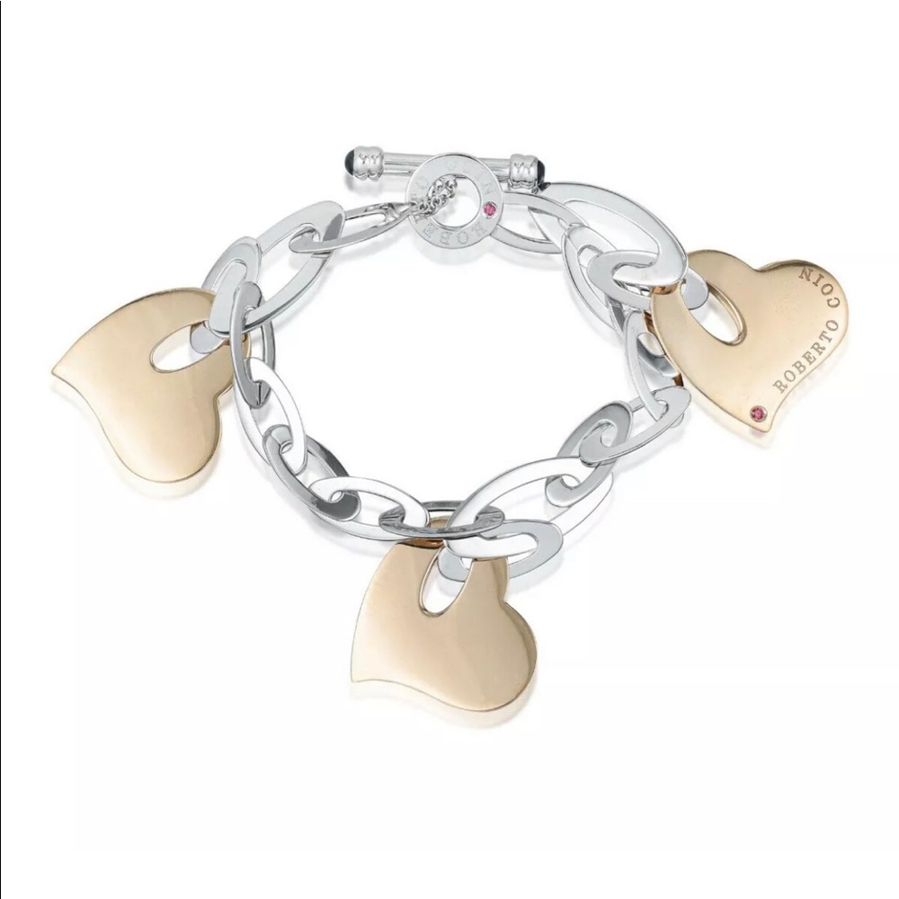 Roberto Coin Chic Shine Three Heart Charm Bracelet